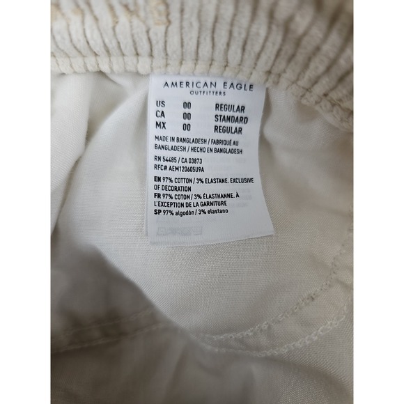 American Eagle Super Stretch Corduroy Mini Skirt Size 00 Cream Full Zip - Picture 5 of 7